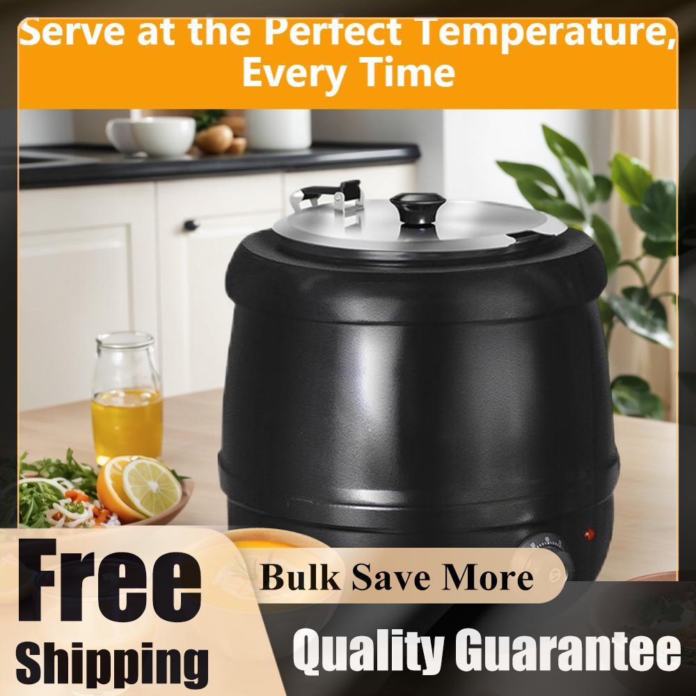 Soup Kettle Warmer - 10L 전기 수프 워머 뚜껑 포함