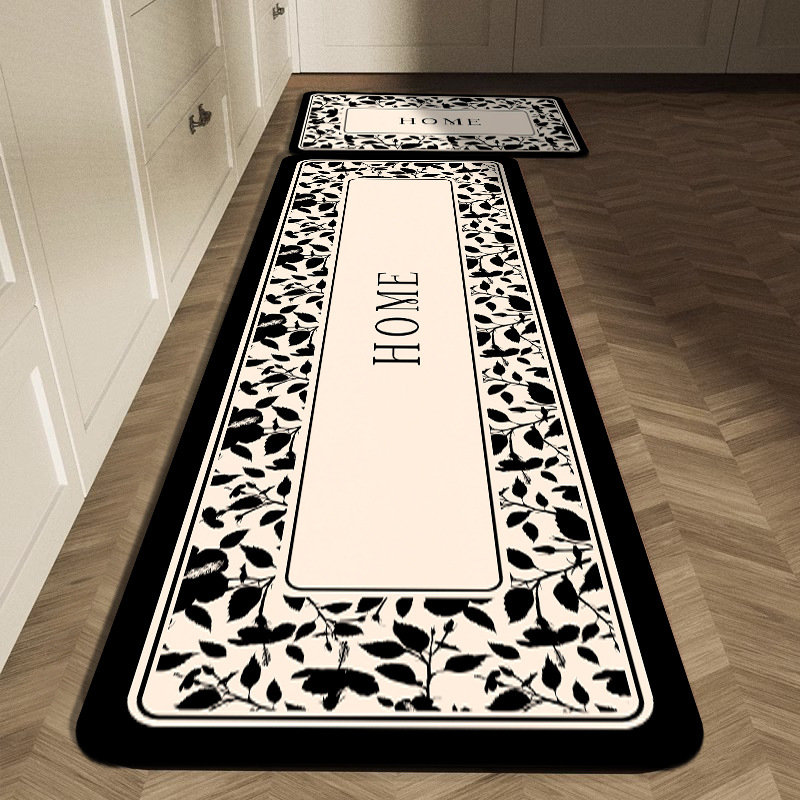 Commercial Kitchen Tile Flooring - 블랙 화이트 기하학 타일 주방 매트