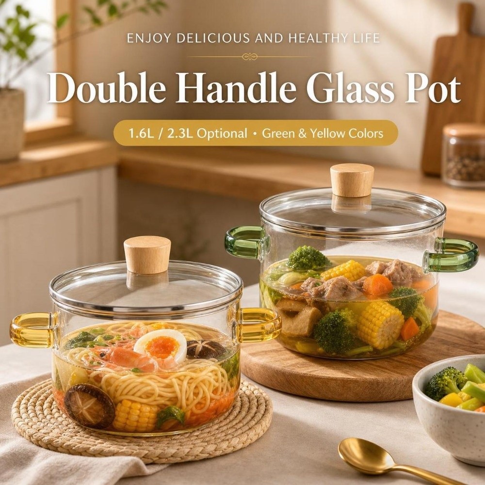 Soup Kettle Warmer - 두꺼운 1.6/2.3L 가정용 유리 냄비 내열성