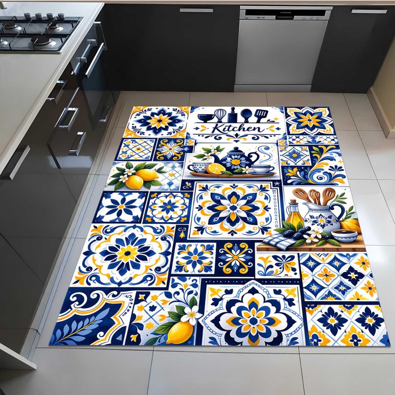 Commercial Kitchen Tile Flooring - 지중해 모자이크 타일 주방 러그 레몬