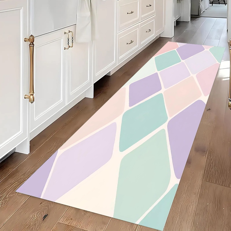 Commercial Kitchen Tile Flooring - 기하학적 타일 무늬 러너 러그 미끄럼