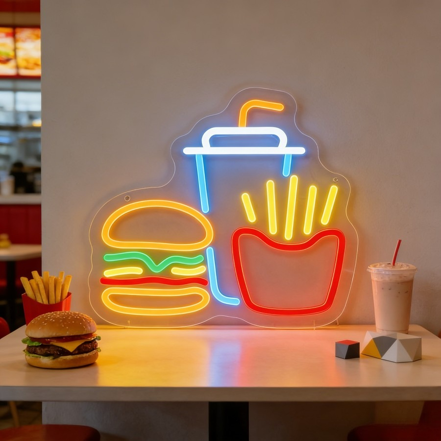 Commercial Kitchen Light - 버거, 감자튀김, 음료, 패스트푸드 LED 네온사인