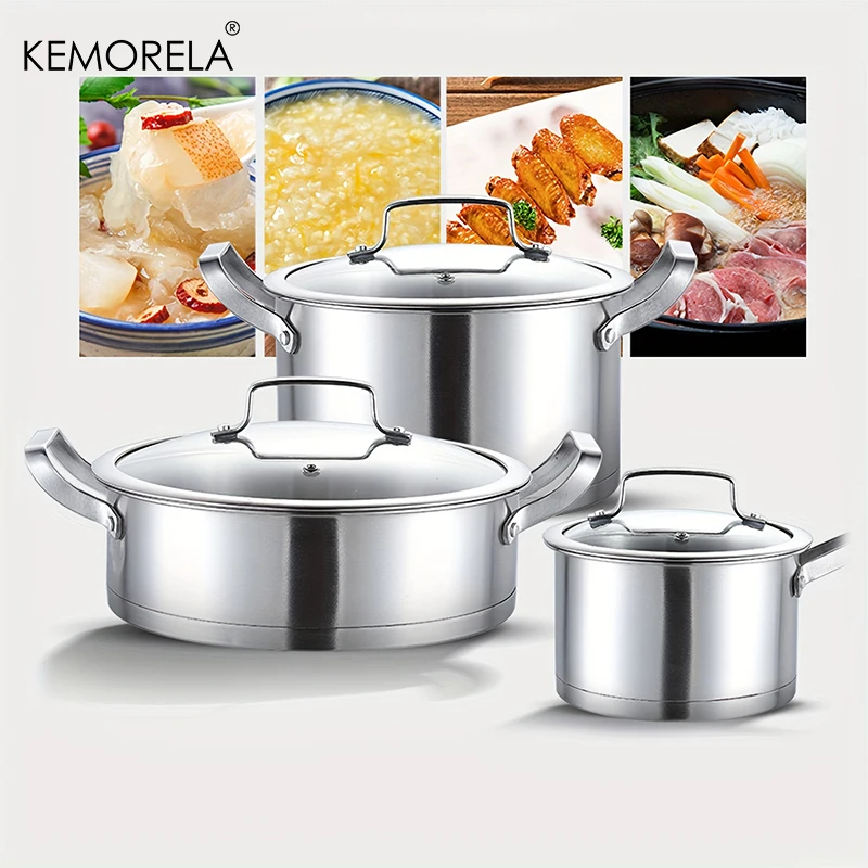 Soup Kettle Warmer - 16/20/24cm스테인레스 스틸 냄비 세트 두꺼운 직각