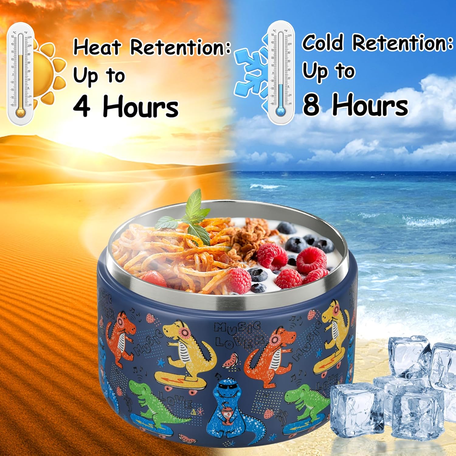 Food Warmer Display - 12온스(oz) 용량의 버클 뚜껑이 있는 넓은
