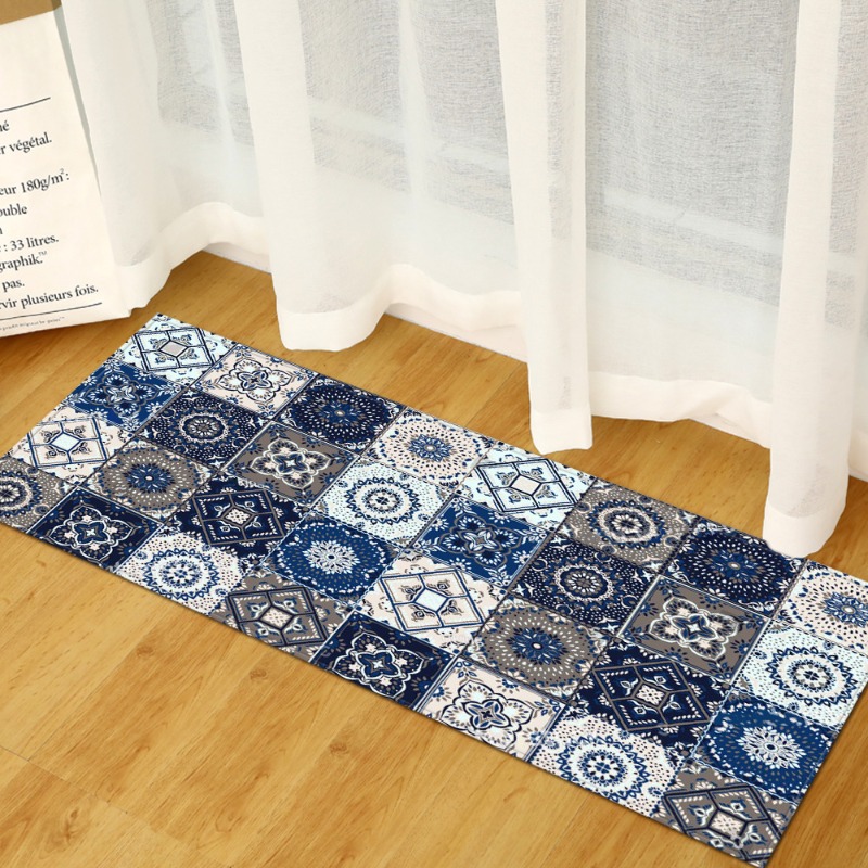 Commercial Kitchen Tile Flooring - 긴 러그 블루 그레이 레트로 타일