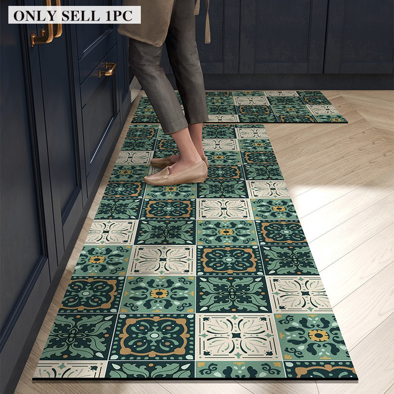 주방 카펫 방수 PVC 가죽 바닥 매트 레트로 플로럴  - Commercial Kitchen Tile Flooring 리뷰 및 가격