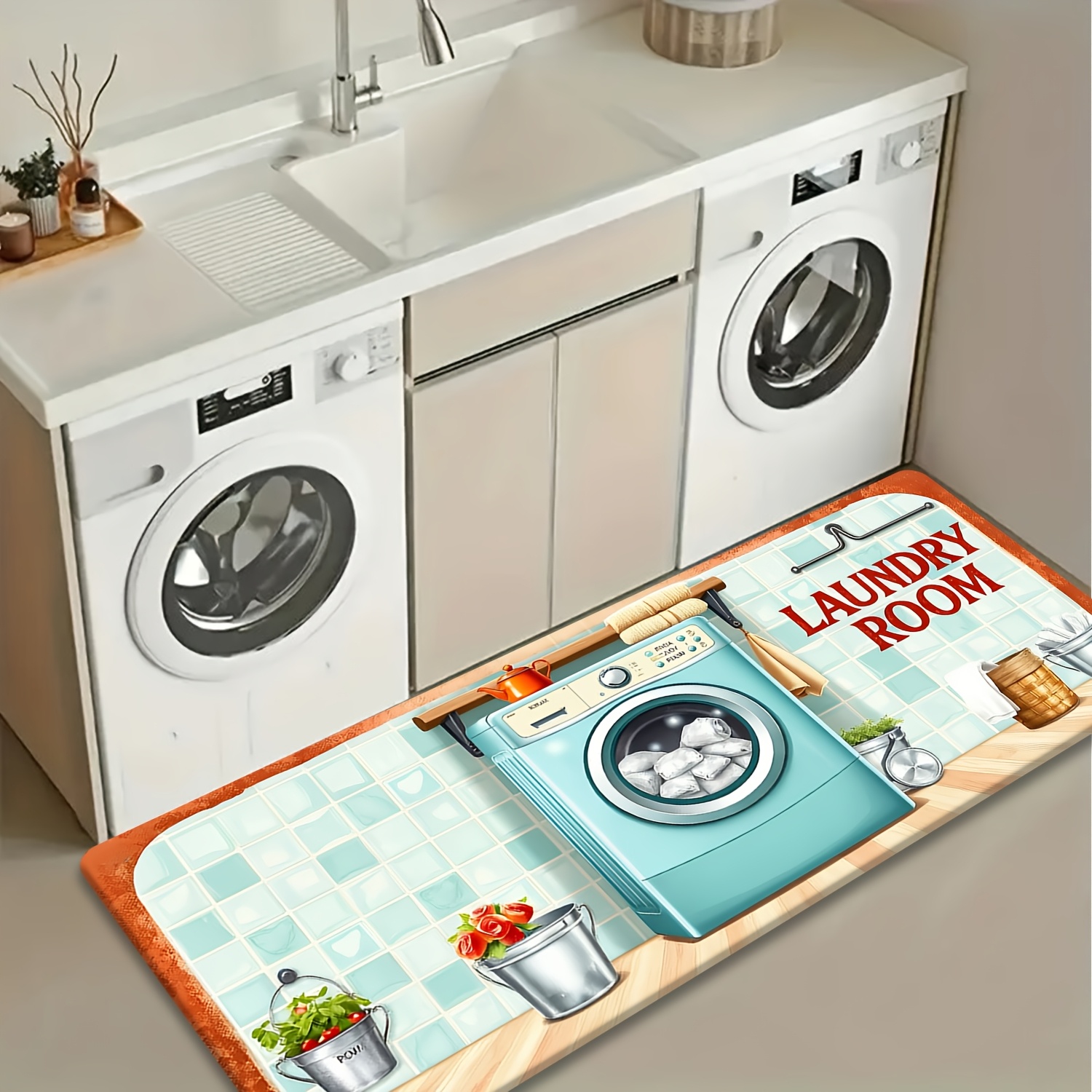 레트로 타일 무늬 프린트 아늑하고 튼튼한 롱 러너 러그 - Commercial Kitchen Tile Flooring 리뷰 및 가격