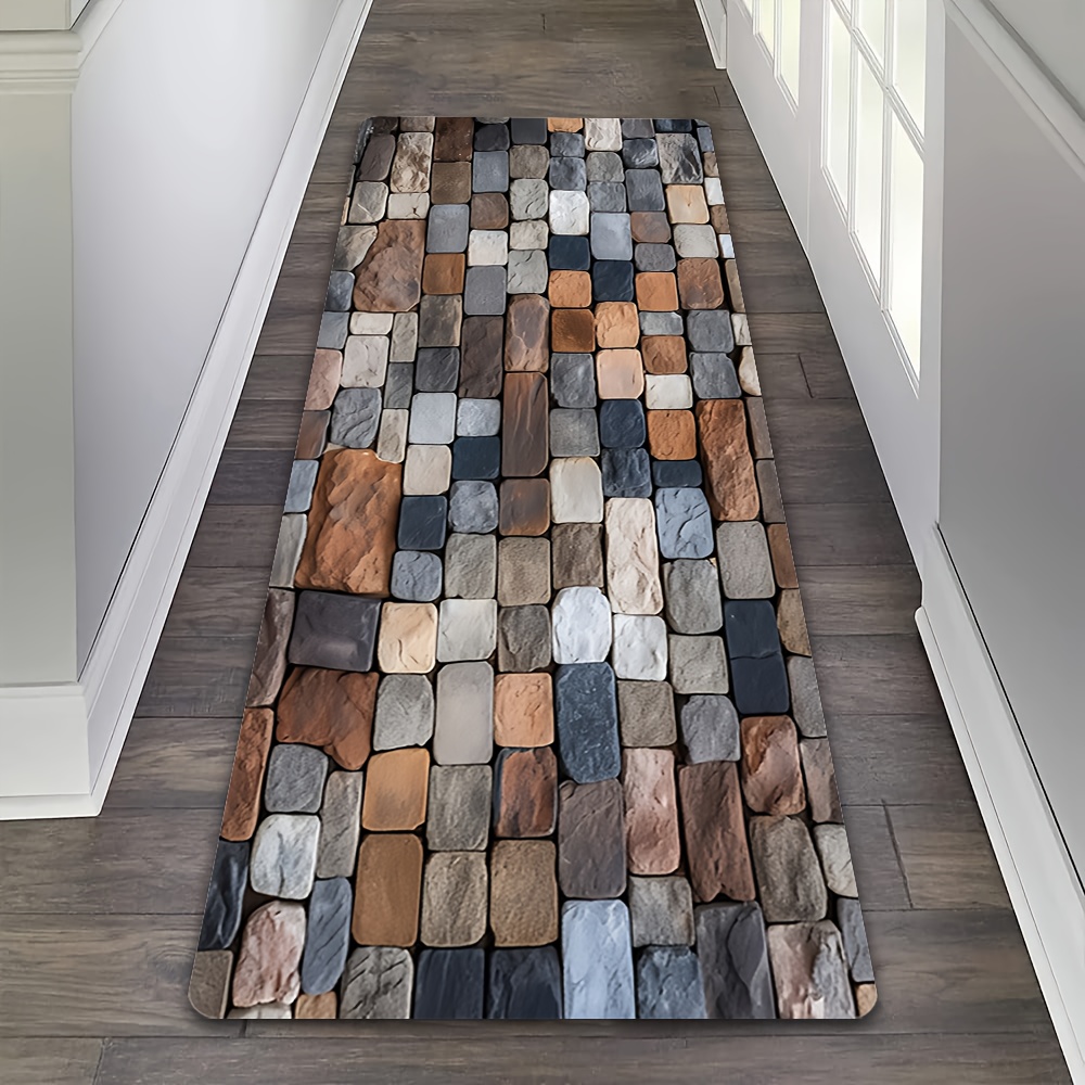 믹스 컬러 조약돌 복도 러그, 러스틱 스톤 타일 프린트 - Commercial Kitchen Tile Flooring 리뷰 및 가격