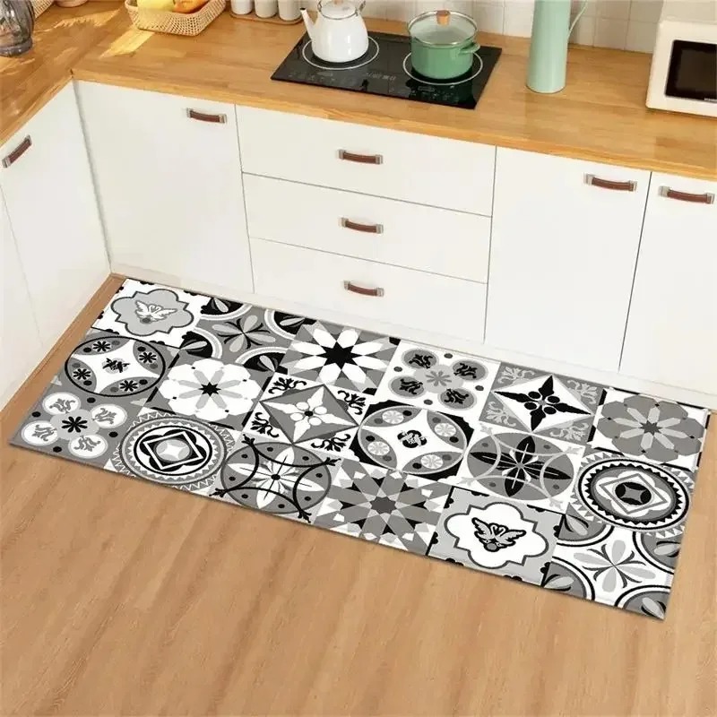 블루 옐로우 빈티지 타일 콜라주 주방 롱 러너 러그 지 - Commercial Kitchen Tile Flooring 리뷰 및 가격