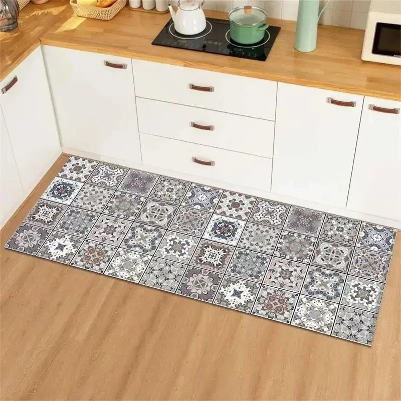 블루 옐로우 빈티지 타일 콜라주 주방 롱 러너 러그 지 - Commercial Kitchen Tile Flooring 리뷰 및 가격