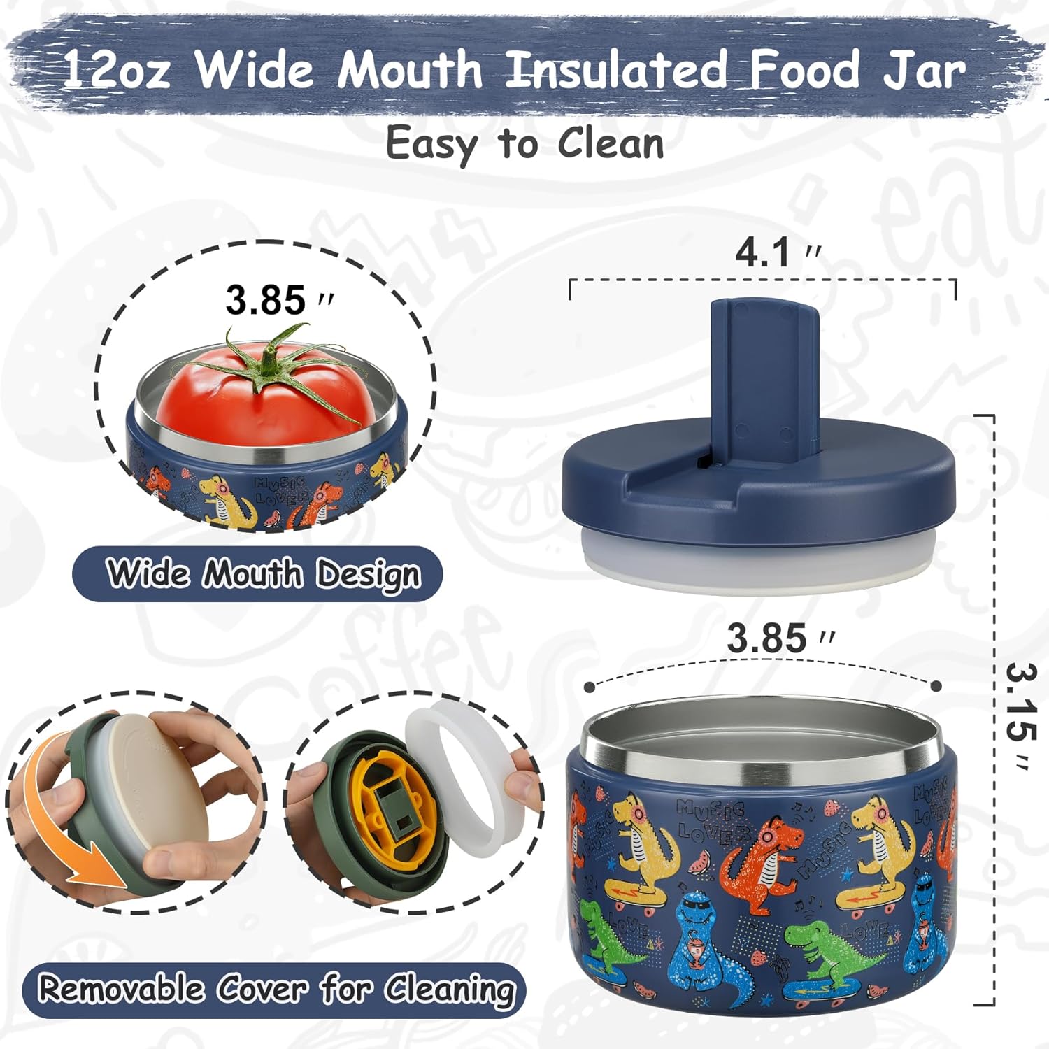12온스(oz) 용량의 버클 뚜껑이 있는 넓은 입구 보 - Food Warmer Display 리뷰 및 가격