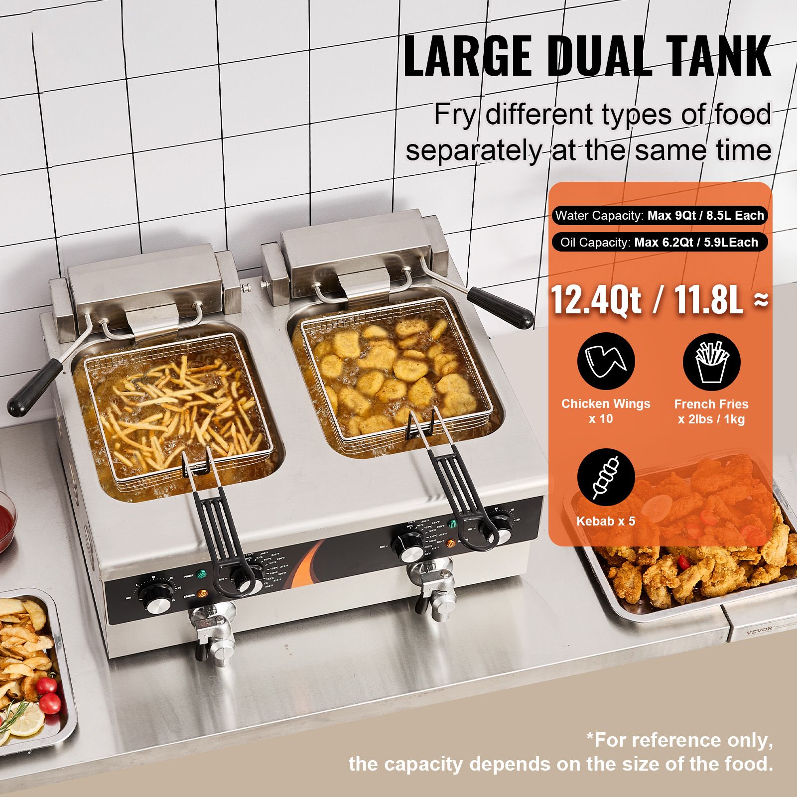 상업용 딥 프라이어 3500W, 듀얼 탱크 전기 카운터 - Deep Fryer Commercial 리뷰 및 가격